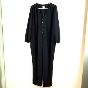 Hatch x J. Crew Maternity Jumpsuit  V Neck Button Up Black Size Medium Large